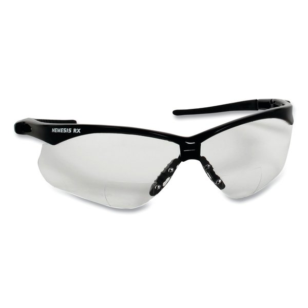 Kleenguard V60 Nemesis Rx Reader Safety Glasses, Black Frame, Clear Lens, +3.0 Diopter Strength, PK6 KCC28630